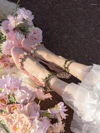 Sıradan Ayakkabı Renkli Çiçek Mary Janes Vintage Alçak Topuk Ayak Bilgi Askılar Kare Toe Sığ Yaz Tatlı Bayan Elbise Sandals Konfor