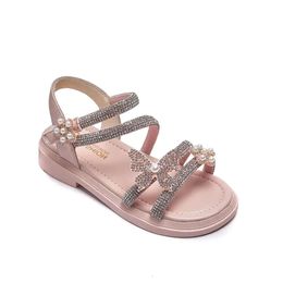 Children's Princess Shoes Baby Girls Bling Rhinestone Fashion Pearl Soft Bottom Kids Dance Party Sparkly Beach Sandals 66073f