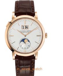 watch luxury 18K Rose Gold Lunar Phase Automatic Mechanical Watch Mens Watch 384.032
