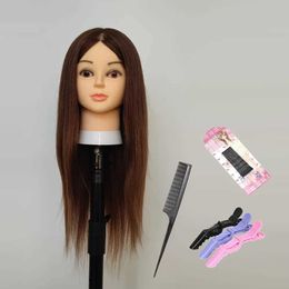 Mannequin Heads 95% Human Hair 20inch Mannequin Heads With For Hair Training Styling Solon Hairdresser Dummy Doll Heads For Practise Hairstyles Q240530