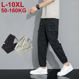 Men's Pants 10XL 9XL Summer Multi-Pockets Sweatpants Men Ice Silk Joggers Camouflage Cargo Big Size Breathable Nylon Harem Trousers