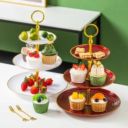 3 Layer Sweets Cake Stand Wedding Party Dessert Table Sweets Fruit Plate Retro Tray Plates Holder Plastic Tiered Dessert Tray