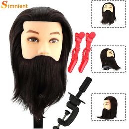 Mannequin Heads Simnient Male Mannequin Head With 100% Real Human Hair For Practise Hairdresser Cosmetology Training Doll Head For Hair Styling Q240530