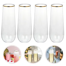 Disposable Cups Straws 8 Pcs Milk Bottle Clear Water Glass Glasses Drinks Party Glassess Plastic Flutes Bachelorette