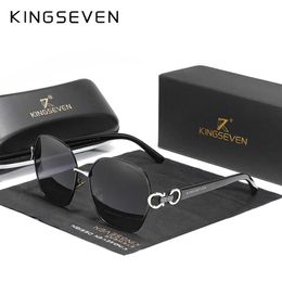 Sunglasses KINGSEVEN New Vintage UV400 polarization Sunglasses Women Retro Design Gradient Butterfly Square Sun Glasses Eyewear TAC Lense G240529