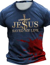 Men's T-Shirts Mens T-shirt casual classic Jesus style cool round neck printed outdoor street short sleeved printed clothing sports designer z240531
