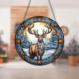 Decorative Figurines 1PC Christmas Wall Art Decor Round Hanging Sign Indoor Outdoor Window Acrylic Welcome Plate Pendant Decoration