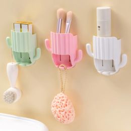 Dustproof Cactus Toothbrush Holder Dustproof Storage Box Wall Mounted Toothbrush Holder Drain Shelf Bathroom Accessories