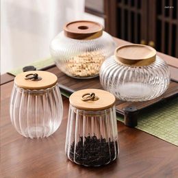 Storage Bottles Jar Airtight Container Canister Wood Beans Kitchen Tea Jars Lid Candy Food Can Grains Coffee Glass