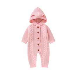 Rompers Hooded Long Sleeve Neborn Baby Boys Girls Winter Rompers Thick Knitted Acrylic Infant Wind-proof Bodysuit One-piece Jumpsuit Y240530G8W7