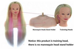 Mannequin Heads 100% High Temperature Fibre Blonde Hair Mannequin Head Training Head For Braid Hairdressing Manikin Doll Head with a Stand Q240530