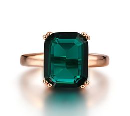 Natural Emerald Ring Zircon Diamond Rings For Women Engagement Wedding Rings with Green Gemstone Ring 14K Rose Gold Fine Jewelry Y1064920