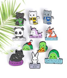 Cartoon Animal Enamel Pins Custom Panda Cat Turtle Fox Rabbit Brooches Bag Clothes Lapel Pin Badges Funny Zoo Jewellery zdl04088880486
