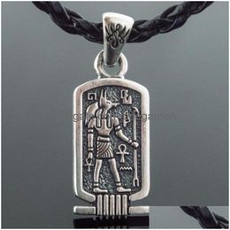 Pendant Necklaces Pendant Necklace Vintage Ancient Egyptian Mythology Anubis Hieroglyph Punk Mens 316L Stainless Steel Party Jewellery G Dhwxd
