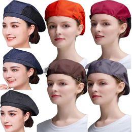 Berets Restaurant Kitchen Chef Hat Forward Cap Breathable Headwear Work Cowboy Cook Beret Hats El