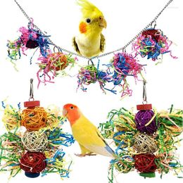 Other Bird Supplies Toy Combination Set Coloured Paper Vine Ball Hanging Chain Biting Cage Accessories Parrot