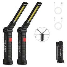 LED Work Flashlight Rechargeable Camping LED Flashlight Work Light IP64 Waterproof 5 Lighting Modes Suitable for Night Work Outdoor Camping and Mountaineering
