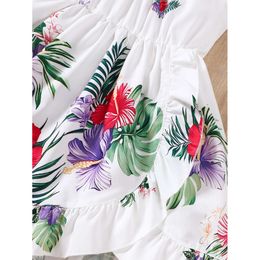 Girls Summer New Product Leisure Vacation Small Fresh Dress With Ruffle Edge Design Rural Flower Children's Skirt 2-6 Years Old