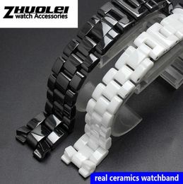 for J12 Ceramics Wristband High Quality Women039s Men039s Watch Strap Fashion Bracelet Black White 16mm 19mm H09151776043