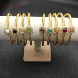 David Yurma Ring Jewelry 4Mm Gold Square David Yurma Jewelry Thread Multi-Color Bracelet Hand Circumference Of 15-20Cm 46Db 4038