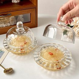 Glass Bowl with Lid Transparent Dessert Sugar Water Cup Household Dim Sum Pudding Ice Cream Bowl Dessert Salad Milkshake Cu