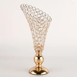 Candle Holders Crystals Gold Plated Stand Wedding Christmas Decorations For Home Centros De Mesa Para Boda 3DZT069