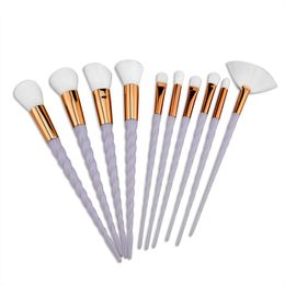 Hot Professional Brush 10Pcs/Set Unicorn Makeup Brushes For Face Powder Blush Eye Shadow Crease Concealer Brow Liner Smudger Handle Beauty Tools Dropshipping