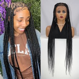 INCOO Full Lace Long Knotless Box Braid Wig 36 Inch Heart Braided Long Lace Wigs for Black Women Synthetic Cornrow Braids Wigs 240523