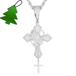 DE VVS1 Dazzling Moissanite Fashion Fine Jewellery Stylish 925 Sterling Silver Praying Hand Cross Pendant Chain Necklace
