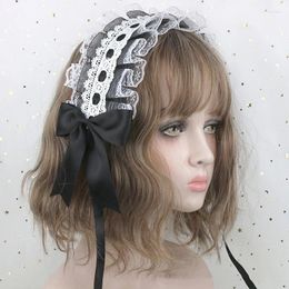 Party Supplies Lolita Bowknot Headband Sweet Star Embroidery Lace Ribbon Bow Hairband With Hairpins Anime Maid Headdress Hair