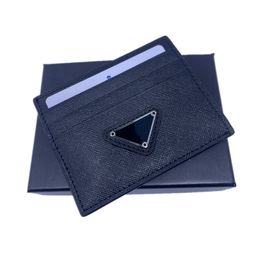 Black Genuine Leather Credit Card Holder Wallet Classic Business Mens ID Cards Case Coin Purse 2023 New Fashion Slim Pocket Bag Pouch 220j