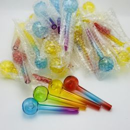 OD 30mm Colorful Pyrex Glass Oil Burner Pipe 4 inch Smoking Accessories Nail Hand Burning Water Thick Bong Dab handle