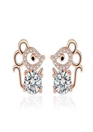 Stud Cute Little Mouse Women Earring Korean Fashion Hight Quality Animal Zircon Stone Young Girl Ear Jewelry Gift Accessory3957607
