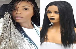 braiding hair 13x6 Lace Front Wig braids hairstyles Heat Resistant Synthetic Braided Wigs Long box cornrow Braid faux locs Wig Mid4467350
