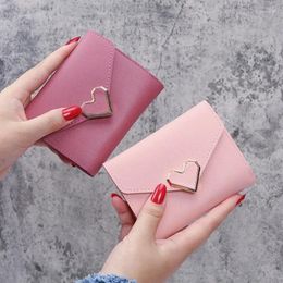 Wallets Women Heart Short Small Wallet PU Leather Folding Multi Function Clutch Bag Purse Female Hasp Card Holder Coin Purses
