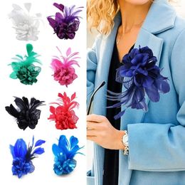 Brooches Cloth Feather Brooch Fabric Flower Broohes Pin Handmade Jewelry For Lady Trendy Hair Accesories