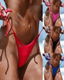 Women039s Swimwear Solid Color Sexy Bikini Thong Briefs Women Swimsuit Top And Bottoms TBack Brazilian Swimming GString Girl 1410789