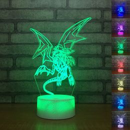 Yu Gi Oh Blue-Eyes White Dragon 3D Table Lamp Touch Control 7 Colours Changing Acrylic Night Light USB Decorative Kids Gifts 2898