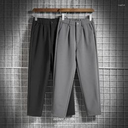 Men's Pants High Quality Suit Men Business Casual Trousers Formal Dress Straight Elastic Black Grey Male Clothing A282