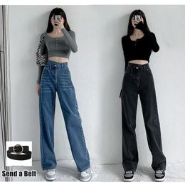 Women's Jeans High Quality Women Wide Leg Pants Mom Black Blue Waist Woman Trousers Pantalones Spodnie Damskie Streetwear