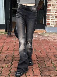 Women's Jeans Women Vintage Streetwear Black Baggy Korean High Waiste Oversize Wide Leg Pants Grunge Denim Trousers Brand Alt Clothes
