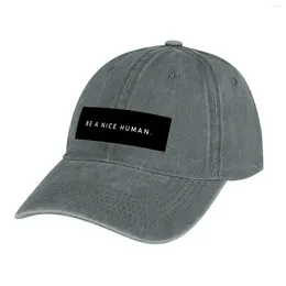 Berets BE A NICE HUMAN. Cowboy Hat Brand Man Cap Snap Back Thermal Visor Men Luxury Women's
