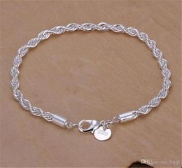 Fashion 925 Silver Bracelets Jewellery 200mm4mm ed rope Chain Woman Men Unisex Bracelets 8032760