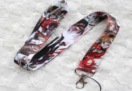 Whole Mixed 10 pcs Popular Cartoon Tokyo Ghoul Mobile phone Lanyard Key Chains Pendant Party Gift Favours 01467037492