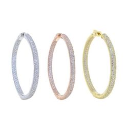 Summer Fashion Loop Earring Round Circle Micro Pave Cubic Zirconia 50mm Big Hoop Earrings Jewellery For Women Party Wedding Huggie8081628