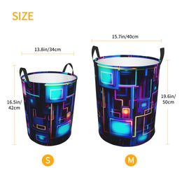 Folding Laundry Basket Colourful Circuit Boad Round Storage Bin Hamper Collapsible Clothes Bucket Organiser