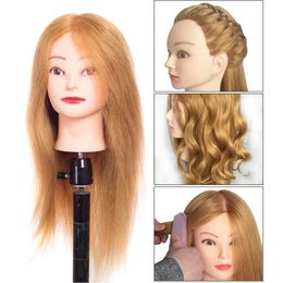 Mannequin Heads Mannequin Head with 85% Real Human Hair for Dolls Hairstyles Professional Styling Hairdressing Barber Training Heads 60cm Q240530