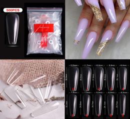 500pcsbag Long Ballerina Nails Clear Natural Coffin False Nail Art Tips Ultra Flexible Fake Full Cover Designs Manicure7469757