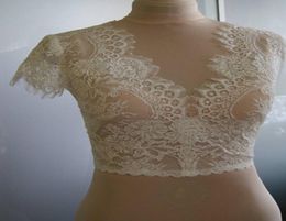 Ivory Lace Wedding Shawls With Cap Sleeves V Neck Bridal Bolero Custom Made Wedding Wraps Shrugs For Dress Cape3698606