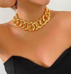 Chokers Punk Statement Chunky Metal Clavicle Chain Choker Necklace For Women Gold Colour Simple Thick Banquet Party Gift Jewelry2989550705
